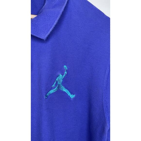 Nike Air Jordan Jumpman Polo Shirt Short Sleeve Collared Blue Purple Mens XL - Picture 2 of 10